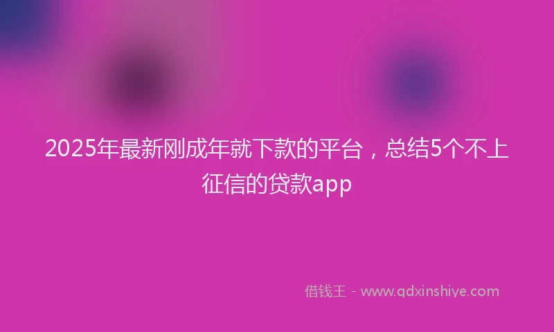 2025年最新刚成年就下款的平台，总结5个不上征信的贷款app