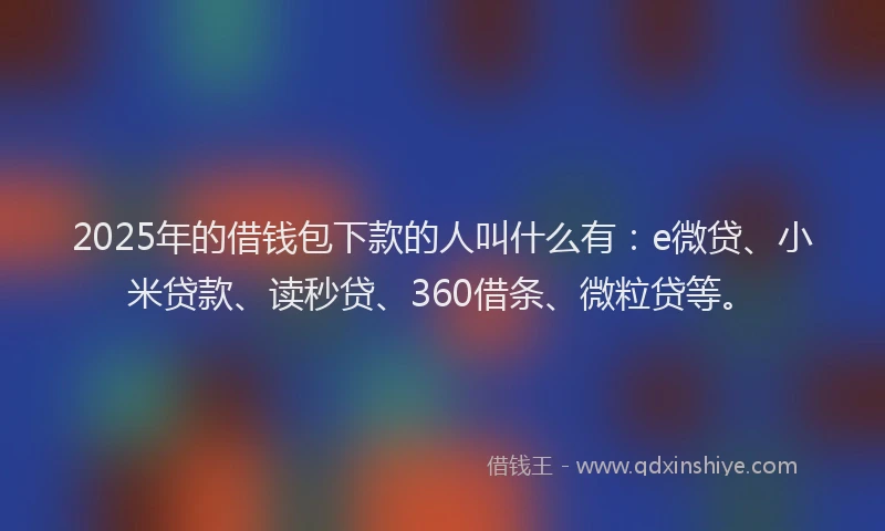 2025年的借钱包下款的人叫什么有：e微贷、小米贷款、读秒贷、360借条、微粒贷等。