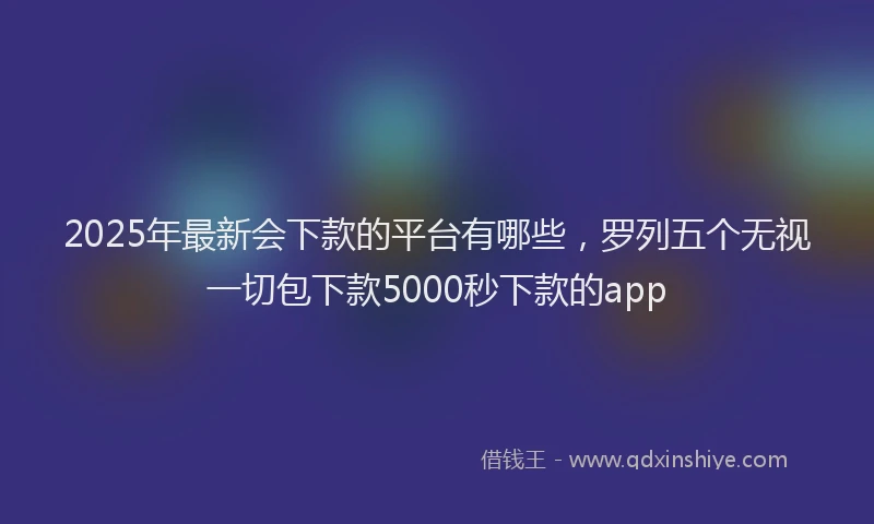 2025年最新会下款的平台有哪些，罗列五个无视一切包下款5000秒下款的app