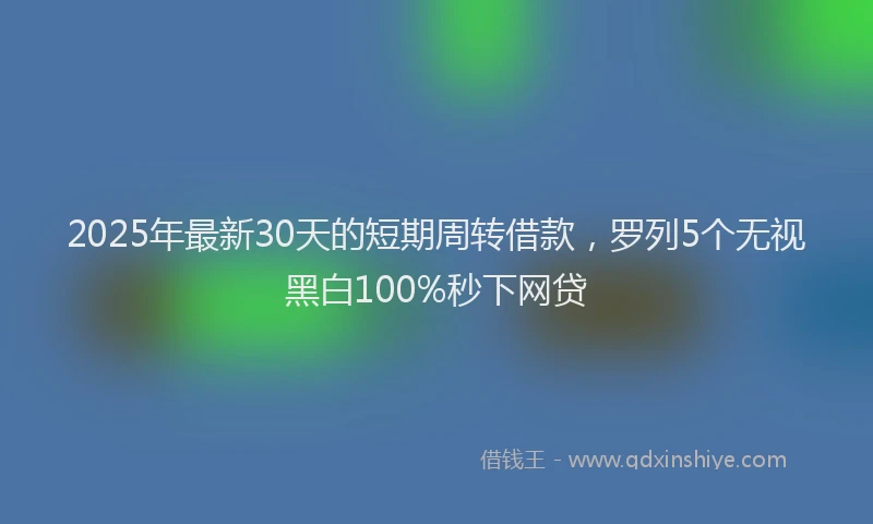 2025年最新30天的短期周转借款，罗列5个无视黑白100%秒下网贷