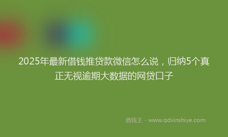 2025年最新借钱推贷款微信怎么说，归纳5个真正无视逾期大数据的网贷口子