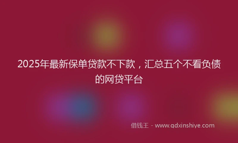 2025年最新保单贷款不下款，汇总五个不看负债的网贷平台