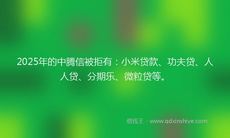 2025年的中腾信被拒有：小米贷款、功夫贷、人人贷、分期乐、微粒贷等。