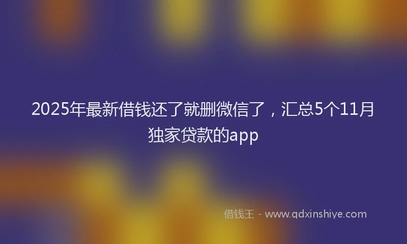 2025年最新借钱还了就删微信了，汇总5个11月独家贷款的app
