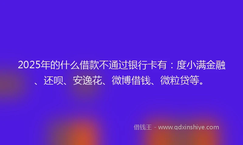 2025年的什么借款不通过银行卡有：度小满金融、还呗、安逸花、微博借钱、微粒贷等。