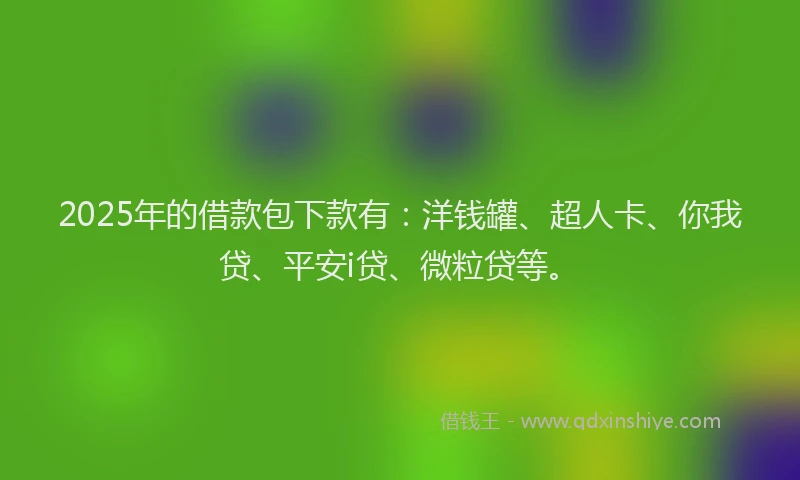 2025年的借款包下款有：洋钱罐、超人卡、你我贷、平安i贷、微粒贷等。