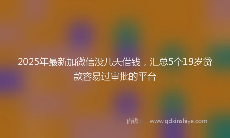 2025年最新加微信没几天借钱，汇总5个19岁贷款容易过审批的平台