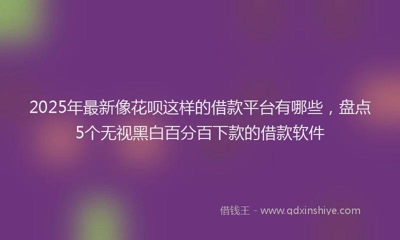 2025年最新像花呗这样的借款平台有哪些，盘点5个无视黑白百分百下款的借款软件
