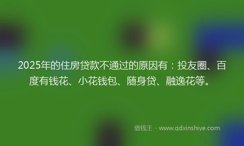 2025年的住房贷款不通过的原因有：投友圈、百度有钱花、小花钱包、随身贷、融逸花等。