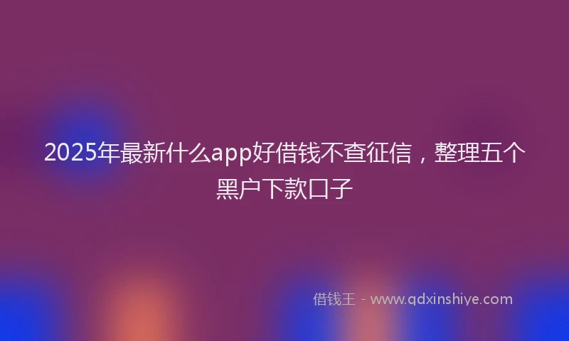 2025年最新什么app好借钱不查征信，整理五个黑户下款口子