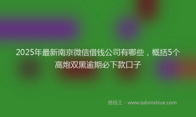 2025年最新南京微信借钱公司有哪些，概括5个高炮双黑逾期必下款口子