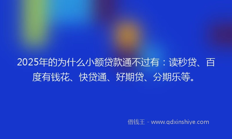 2025年的为什么小额贷款通不过有：读秒贷、百度有钱花、快贷通、好期贷、分期乐等。