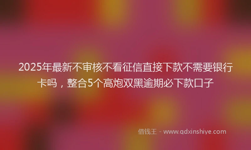 2025年最新不审核不看征信直接下款不需要银行卡吗，整合5个高炮双黑逾期必下款口子