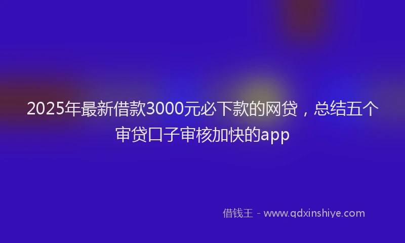 2025年最新借款3000元必下款的网贷，总结五个审贷口子审核加快的app
