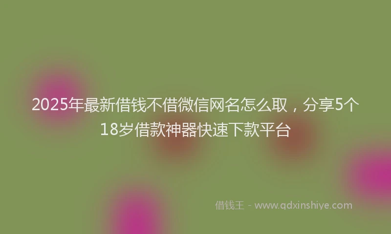 2025年最新借钱不借微信网名怎么取，分享5个18岁借款神器快速下款平台
