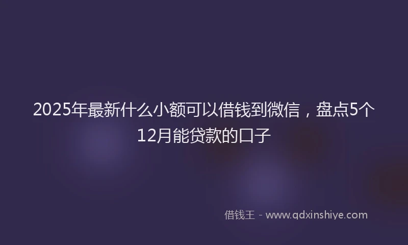2025年最新什么小额可以借钱到微信，盘点5个12月能贷款的口子