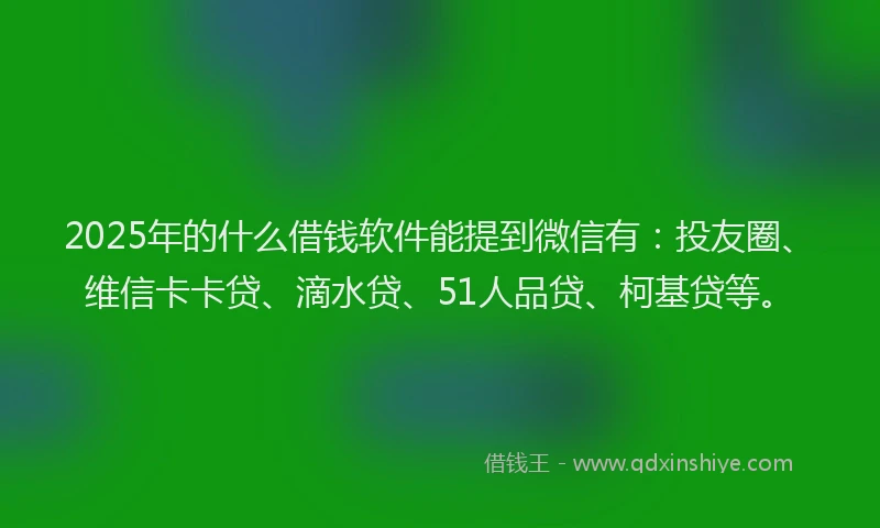 2025年的什么借钱软件能提到微信有：投友圈、维信卡卡贷、滴水贷、51人品贷、柯基贷等。