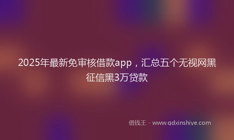 2025年最新免审核借款app，汇总五个无视网黑征信黑3万贷款