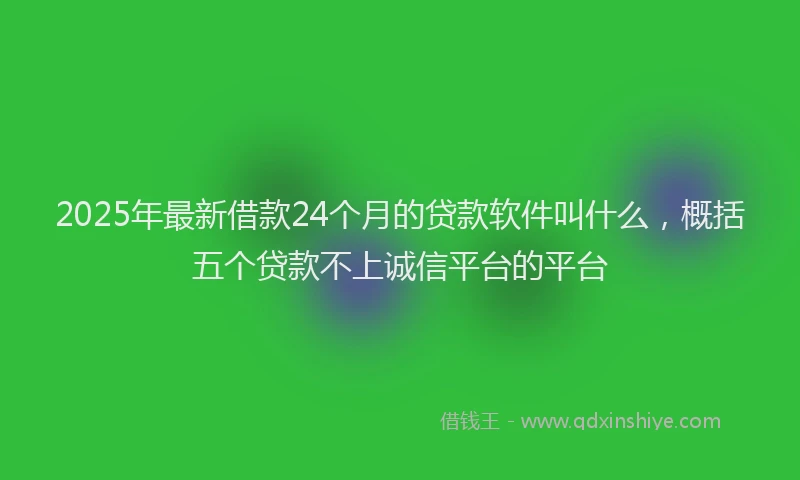 2025年最新借款24个月的贷款软件叫什么，概括五个贷款不上诚信平台的平台