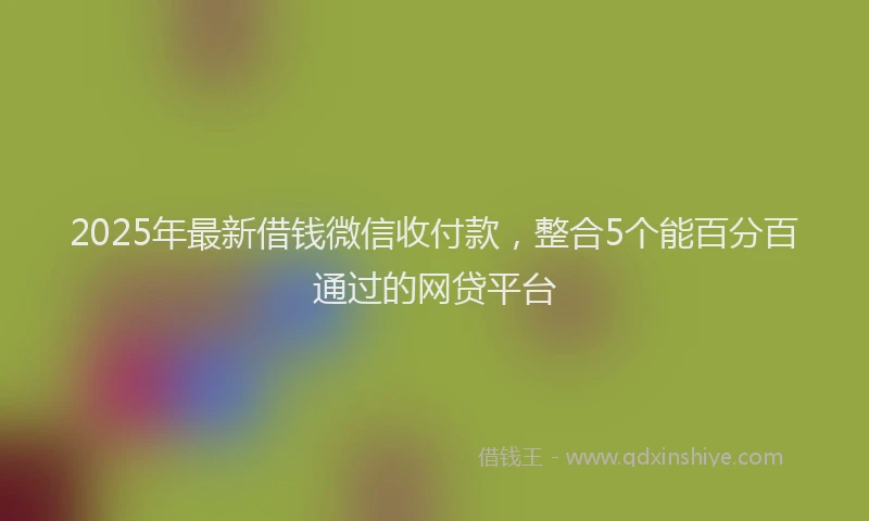 2025年最新借钱微信收付款，整合5个能百分百通过的网贷平台