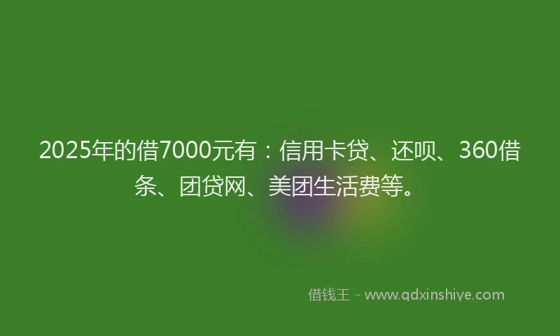 2025年的借7000元有：信用卡贷、还呗、360借条、团贷网、美团生活费等。
