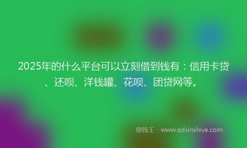 2025年的什么平台可以立刻借到钱有：信用卡贷、还呗、洋钱罐、花呗、团贷网等。