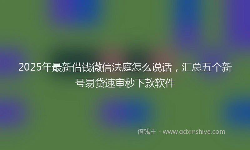 2025年最新借钱微信法庭怎么说话，汇总五个新号易贷速审秒下款软件