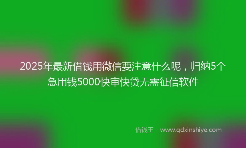 2025年最新借钱用微信要注意什么呢，归纳5个急用钱5000快审快贷无需征信软件