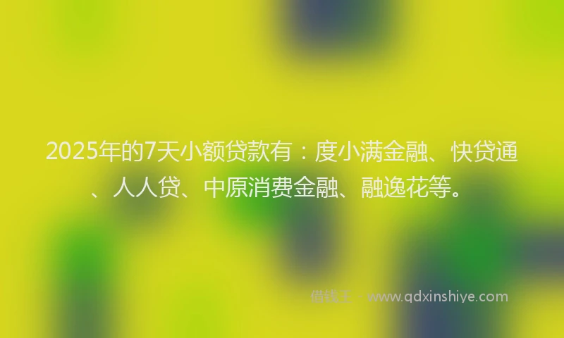 2025年的7天小额贷款有：度小满金融、快贷通、人人贷、中原消费金融、融逸花等。
