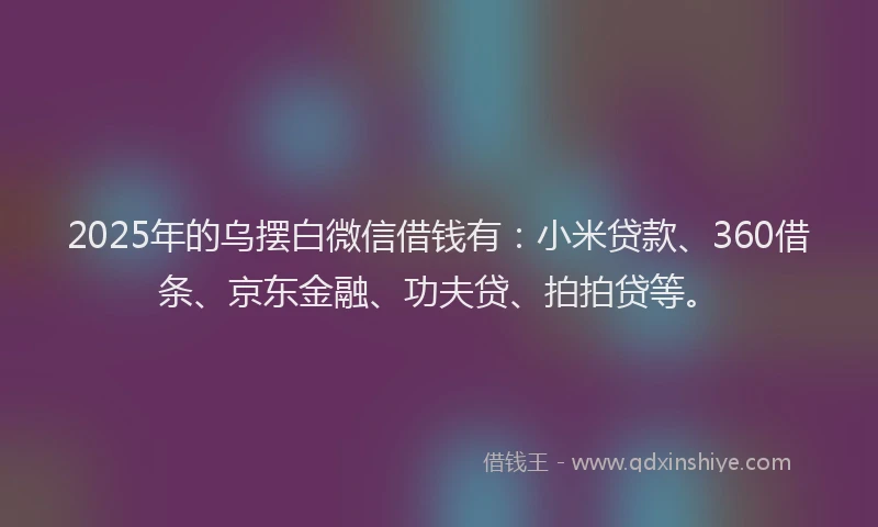 2025年的乌摆白微信借钱有：小米贷款、360借条、京东金融、功夫贷、拍拍贷等。