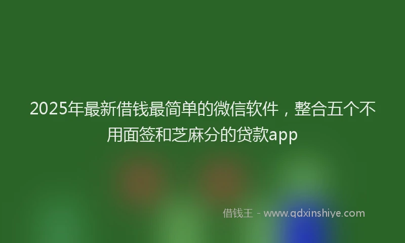 2025年最新借钱最简单的微信软件，整合五个不用面签和芝麻分的贷款app