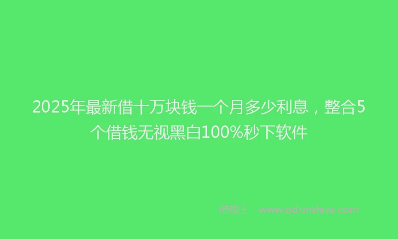 2025年最新借十万块钱一个月多少利息，整合5个借钱无视黑白100%秒下软件