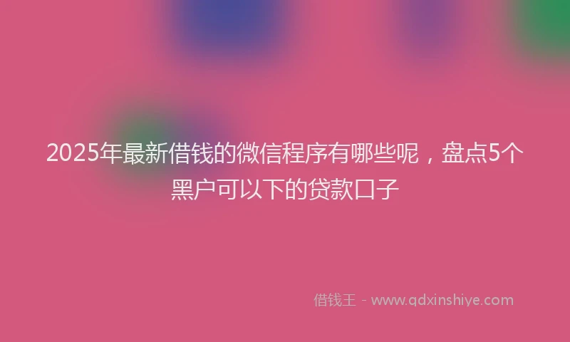 2025年最新借钱的微信程序有哪些呢，盘点5个黑户可以下的贷款口子