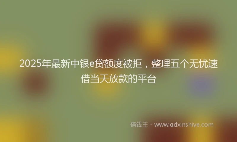 2025年最新中银e贷额度被拒，整理五个无忧速借当天放款的平台
