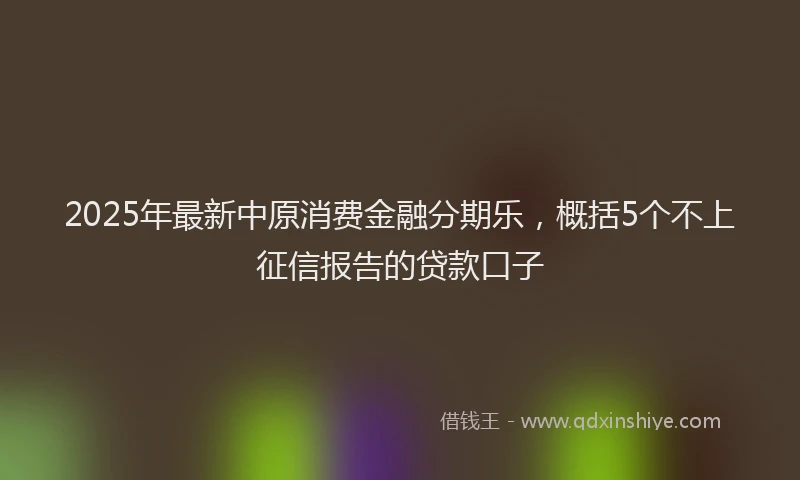 2025年最新中原消费金融分期乐，概括5个不上征信报告的贷款口子