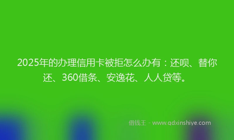 2025年的办理信用卡被拒怎么办有：还呗、替你还、360借条、安逸花、人人贷等。