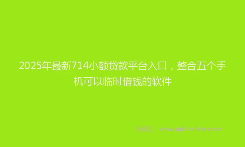 2025年最新714小额贷款平台入口，整合五个手机可以临时借钱的软件
