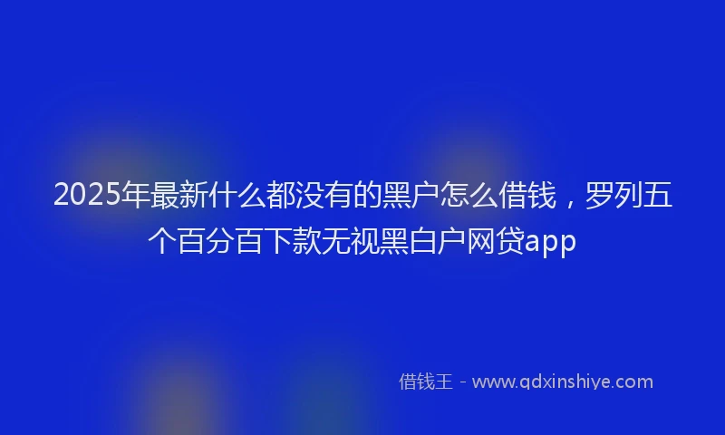 2025年最新什么都没有的黑户怎么借钱，罗列五个百分百下款无视黑白户网贷app