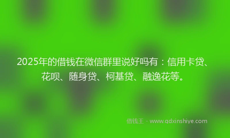 2025年的借钱在微信群里说好吗有：信用卡贷、花呗、随身贷、柯基贷、融逸花等。