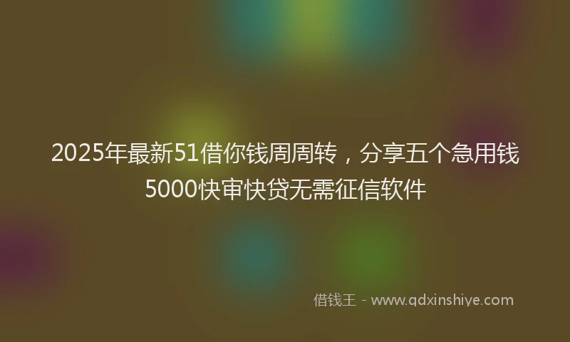 2025年最新51借你钱周周转，分享五个急用钱5000快审快贷无需征信软件