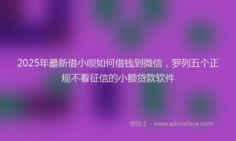 2025年最新借小呗如何借钱到微信，罗列五个正规不看征信的小额贷款软件