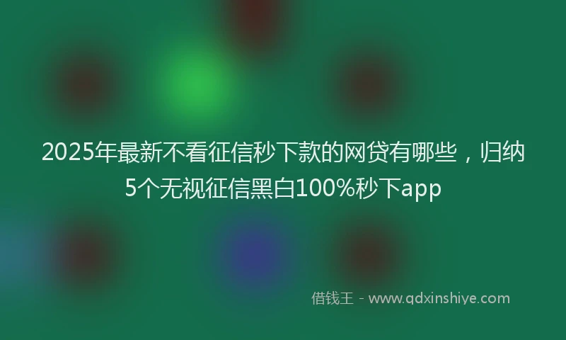 2025年最新不看征信秒下款的网贷有哪些，归纳5个无视征信黑白100%秒下app