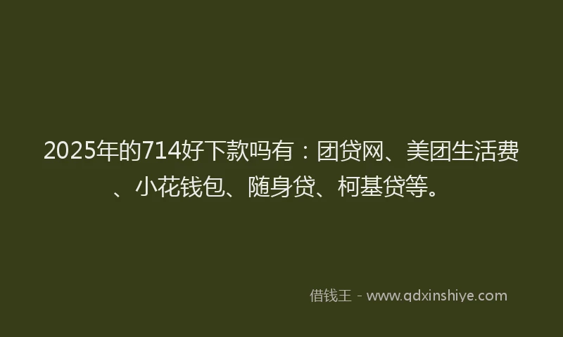 2025年的714好下款吗有：团贷网、美团生活费、小花钱包、随身贷、柯基贷等。