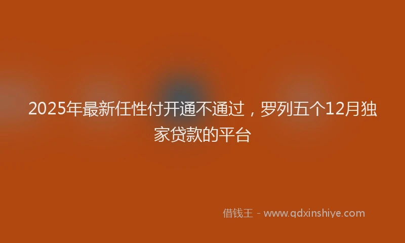 2025年最新任性付开通不通过，罗列五个12月独家贷款的平台