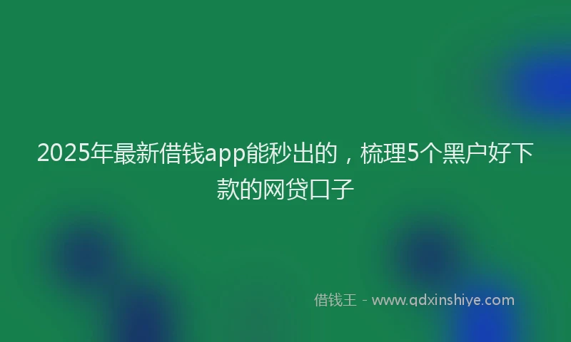 2025年最新借钱app能秒出的，梳理5个黑户好下款的网贷口子