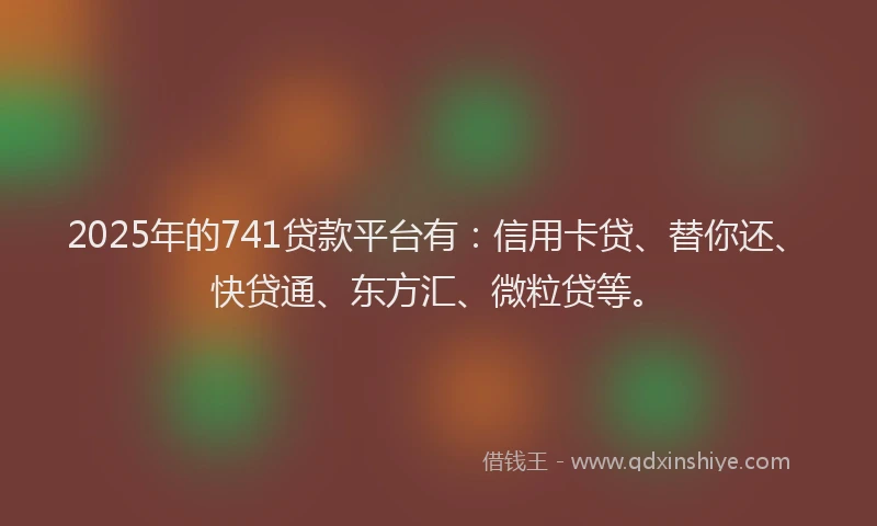 2025年的741贷款平台有：信用卡贷、替你还、快贷通、东方汇、微粒贷等。