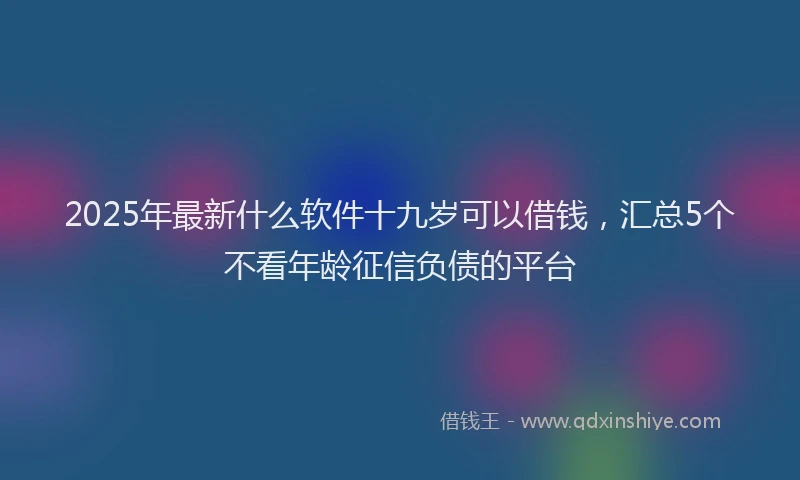 2025年最新什么软件十九岁可以借钱，汇总5个不看年龄征信负债的平台