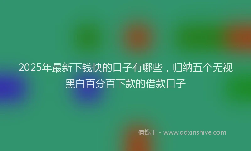 2025年最新下钱快的口子有哪些，归纳五个无视黑白百分百下款的借款口子
