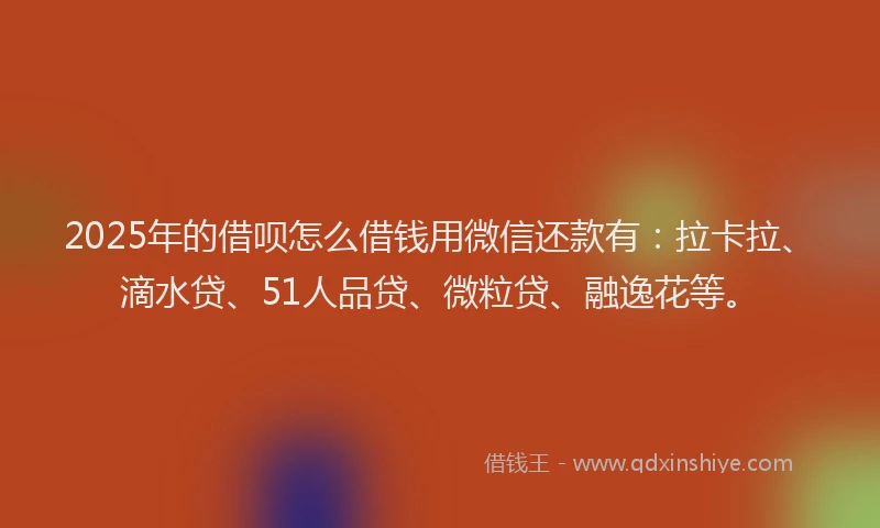 2025年的借呗怎么借钱用微信还款有：拉卡拉、滴水贷、51人品贷、微粒贷、融逸花等。