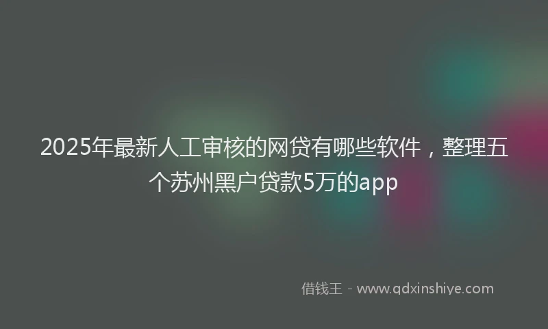 2025年最新人工审核的网贷有哪些软件，整理五个苏州黑户贷款5万的app